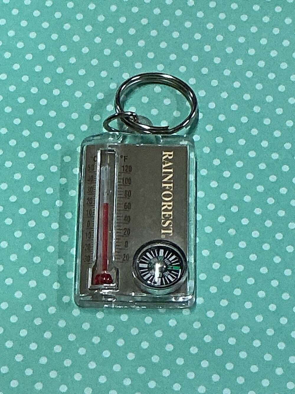 Rainforest Brand Promotional Compass and Thermometer Keychain